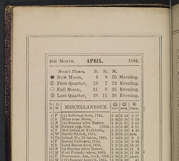 old diary almanac page